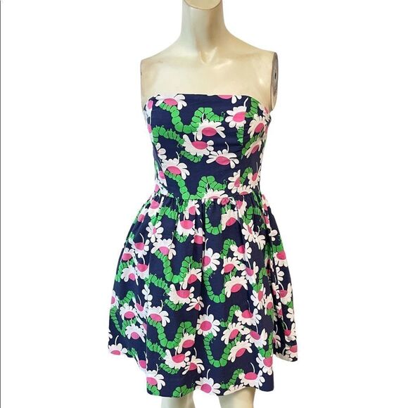 Lilly Pulitzer Yum yum caterpillar Strapless Dress 2 - Picture 2 of 7